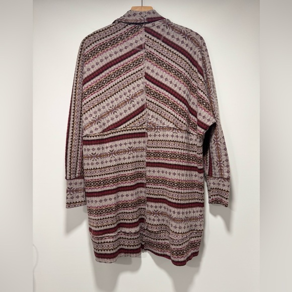 Bobeau Open Front Cardigan Sweater Women Size L Red Tribal Boho Dolman Sleeve - Picture 2 of 7